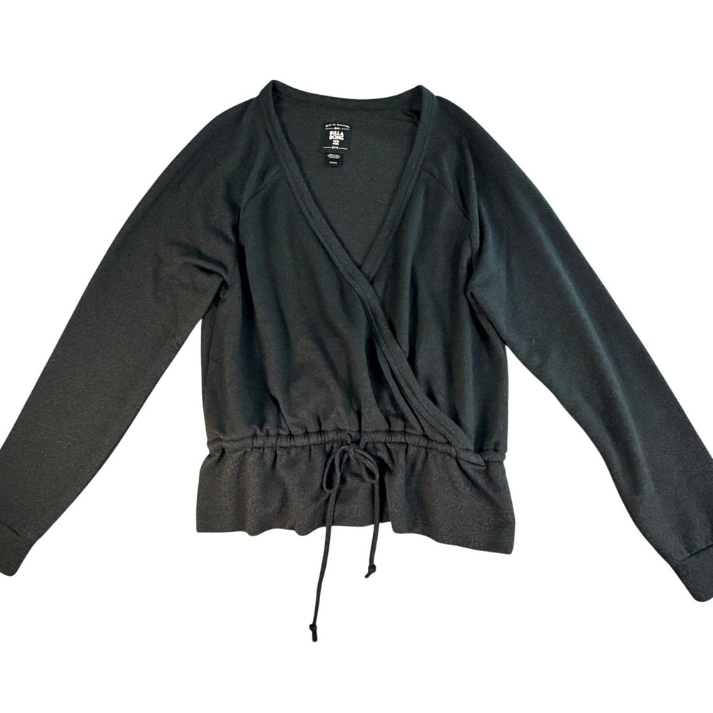 Billabong Women's Dark Gray Wrap Style Sweatshirt Drawstring Waist Size S Ballet